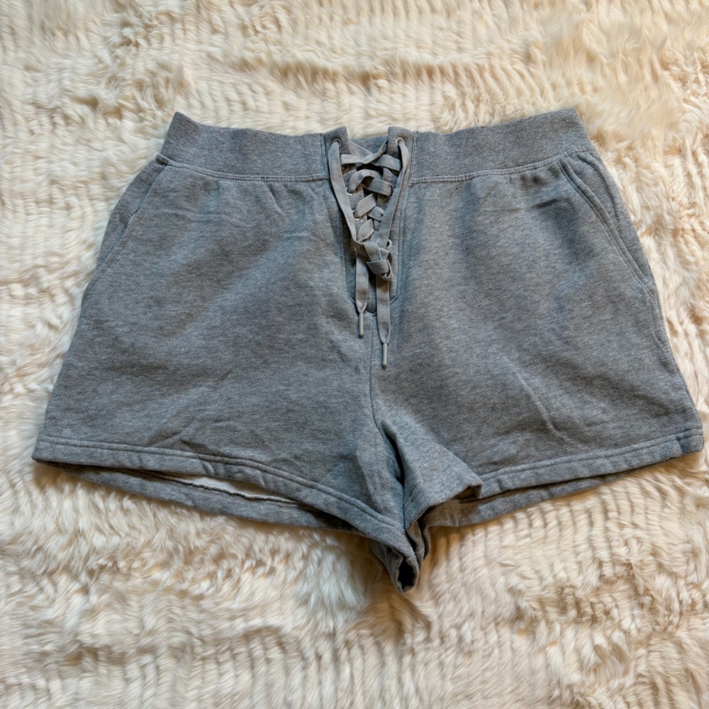 Gray Lace-Up Lounge Shorts
